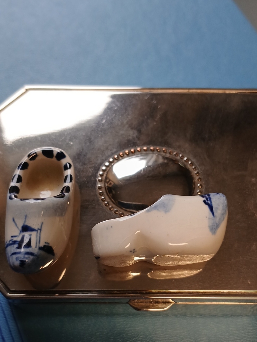 Mini Blue Dutch Holland Ceramic Shoes